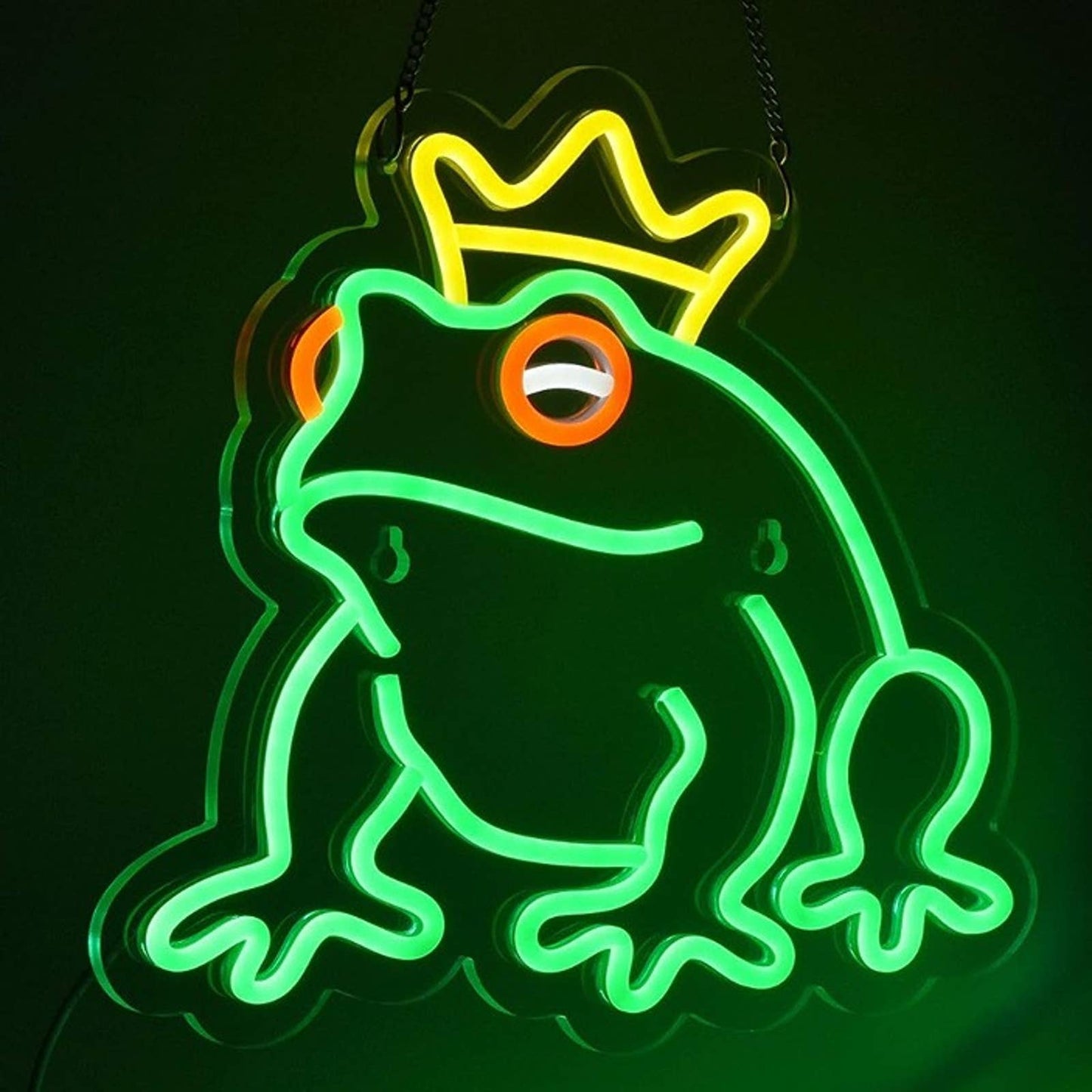 Fun Bright Green King Frog LED Night Light Room Wall Decoration