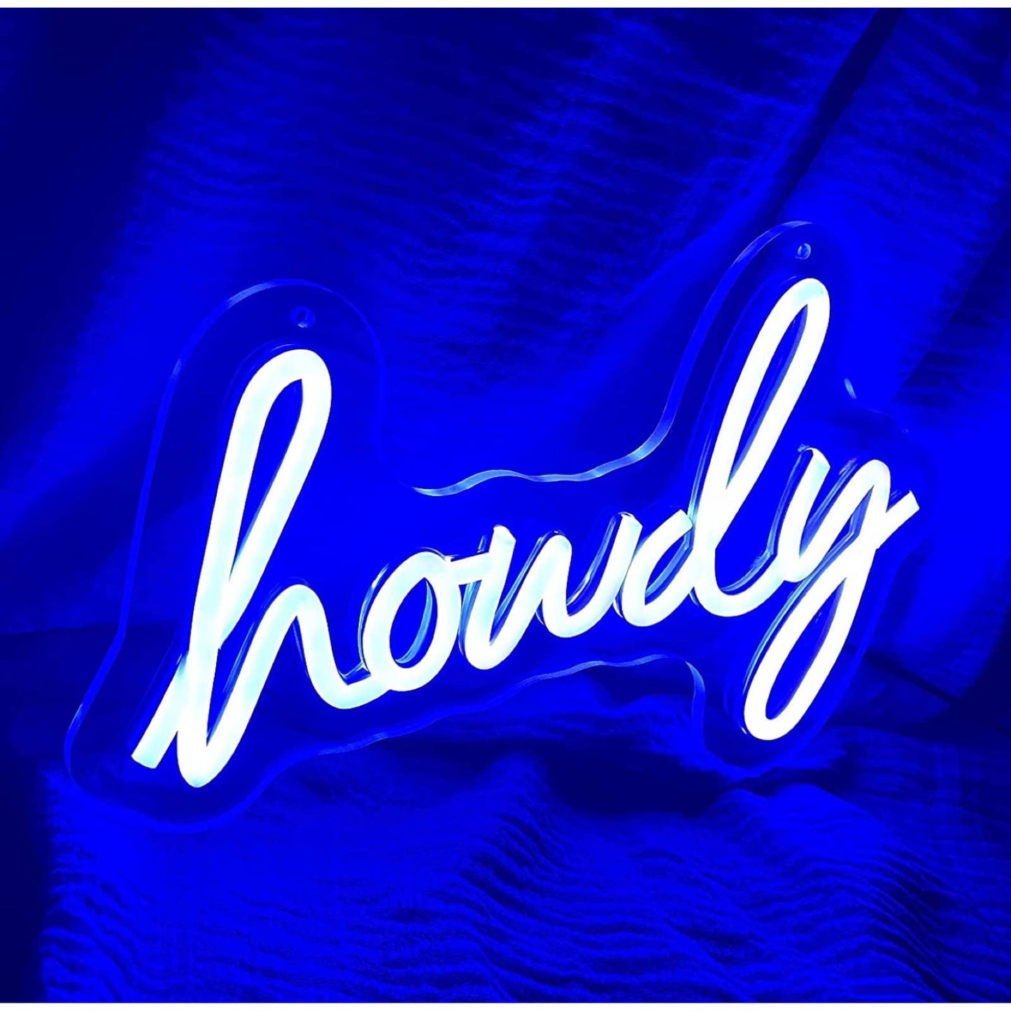 Fun Bright Blue “Howdy” LED Night Light Room Wall Decoration