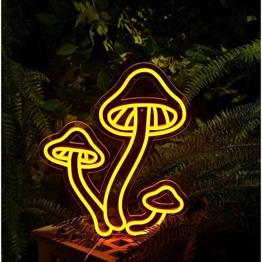 Lovely Bright Yellow 3 Mushroom Trio LED Night Light Room Wall Decoration