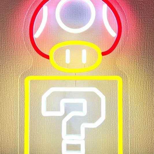 Fun Bright Mushroom & ? Block Super Mario LED Night Light Video Game Decor