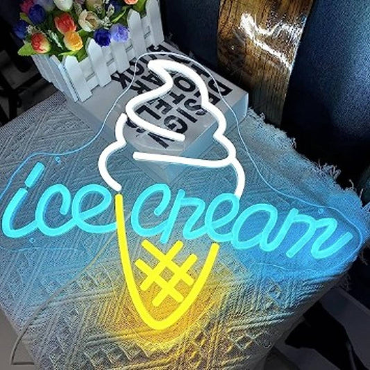 Lovely Bright Blue / Yellow Ice Cream Cone LED Night Light Room Wall Decoration