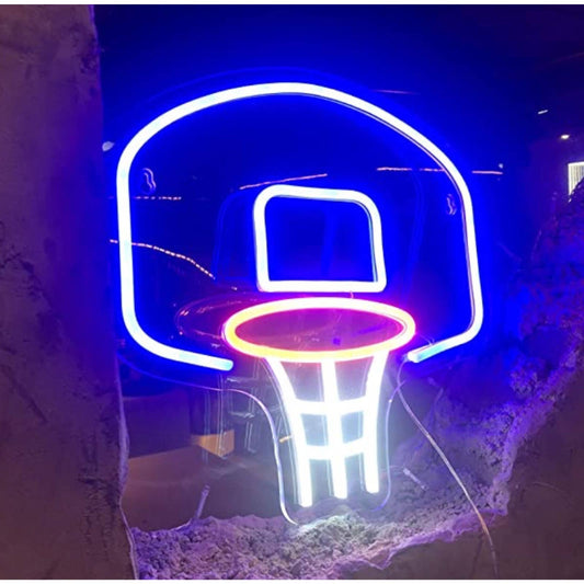 Bright Blue Basketball Hoop Goal LED Night Light Sports NBA Decoration