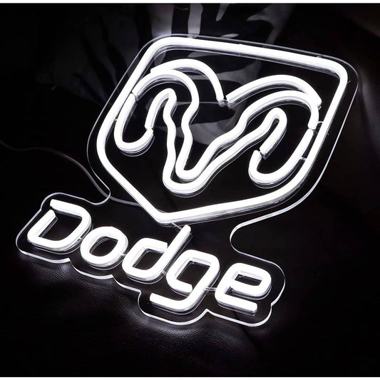 Bright Cool White Dodge Ram LED Night Light Car Garage Mechanic Light Sign