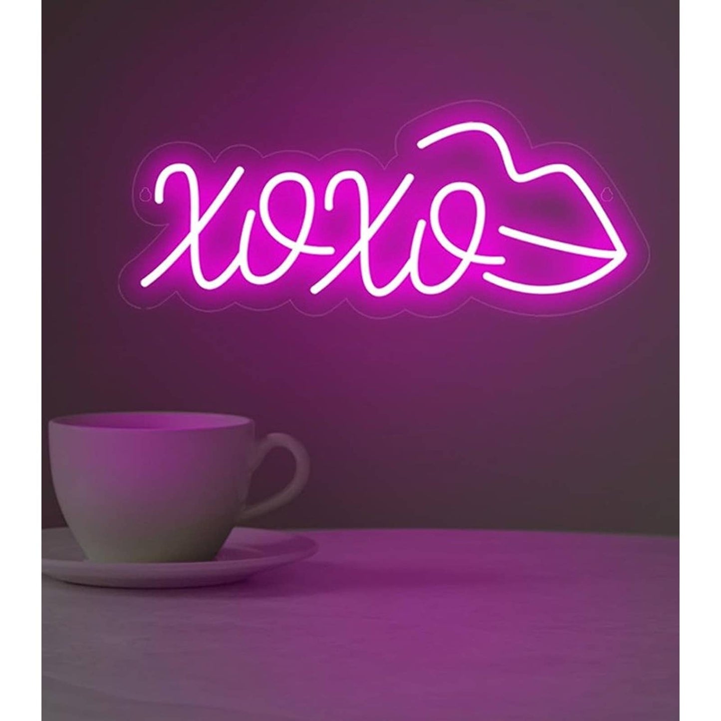 Lovely Bright Pink Lips XOXO LED Night Light Room Wall Decoration