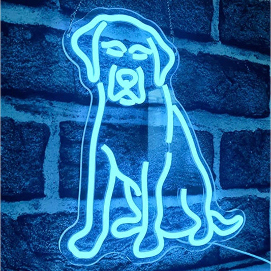 Vivid Bright Blue Labrador Puppy Dog LED Night Light Room Wall Decoration