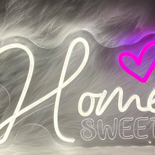 Lovely Bright White / Pink Heart Home Sweet Home LED Light Room Decor