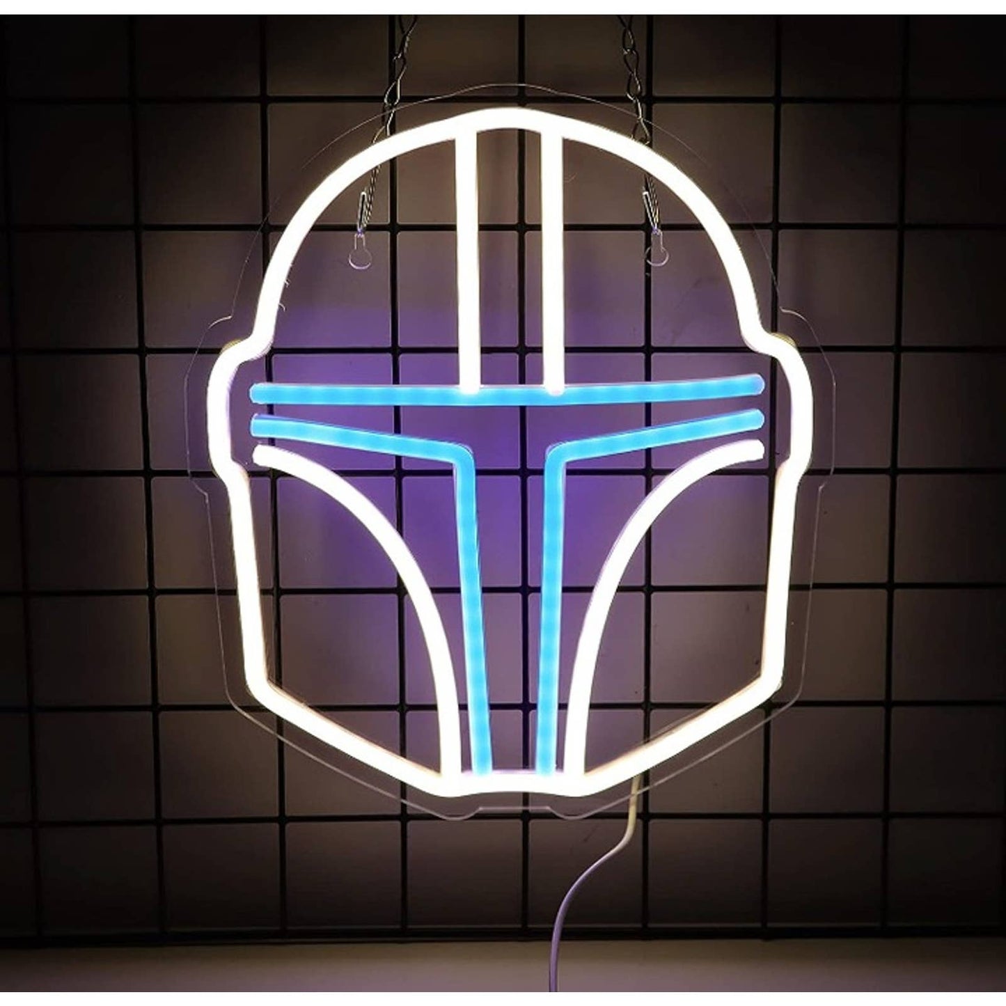 Bright White/Blue Mandalorian Storm Trooper Helmet LED Night Light Star Wars Dec