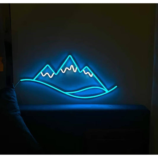 Lovely Blue Ice Top Mountain LED Night Light Room Wall Art Decor