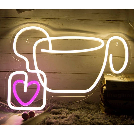 Adorable Cute Pink Heart Teabag LED Night Light Room Wall Decoration