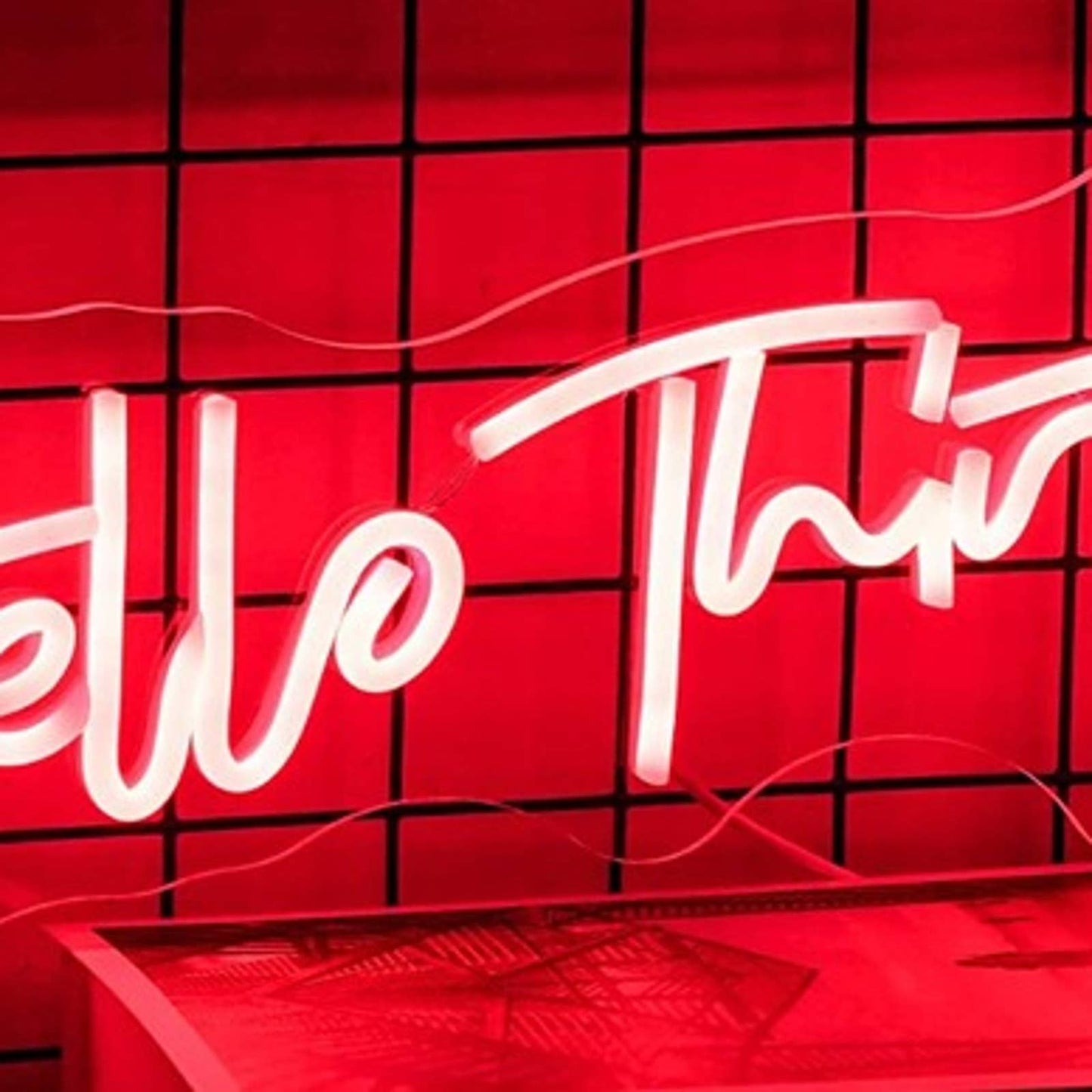 Bright Simple Red Hello Thirty LED Night Light Party Sign Room Wall Decor