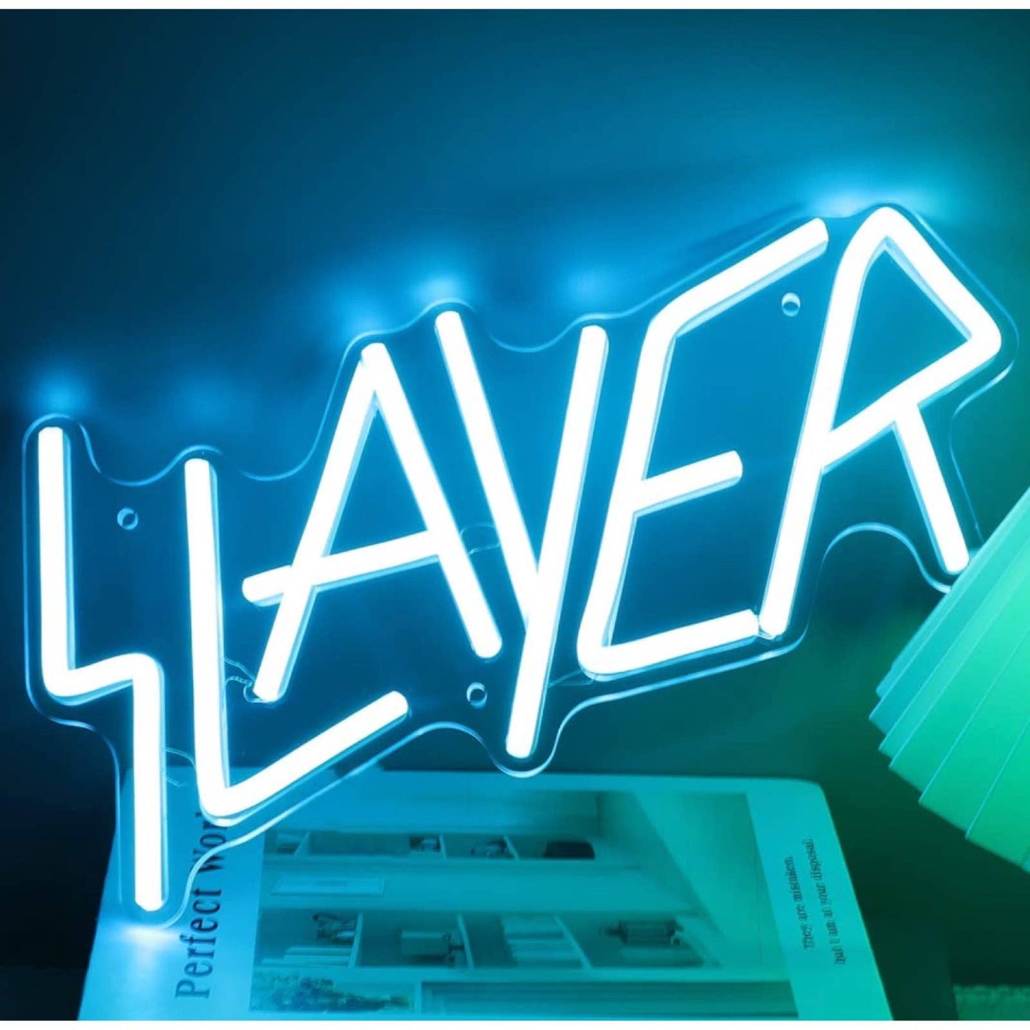 Bright Blue Slayer Metal Rock Music Band LED Night Light Concert Decoration