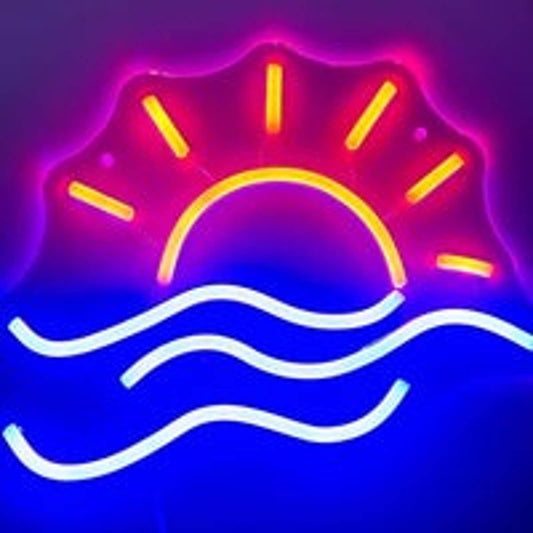 Lovely Bright Warm Tropical Sunset over Water LED Night Light Room Wall Decorati