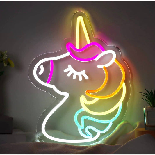 Adorable Vivid Colorful Unicorn LED Night Light Room Wall Decoration