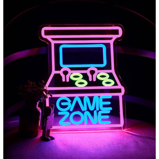 Fun Bright Pink / Blue Retro Arcade Game Zone LED Night Light Room Wall Decorati