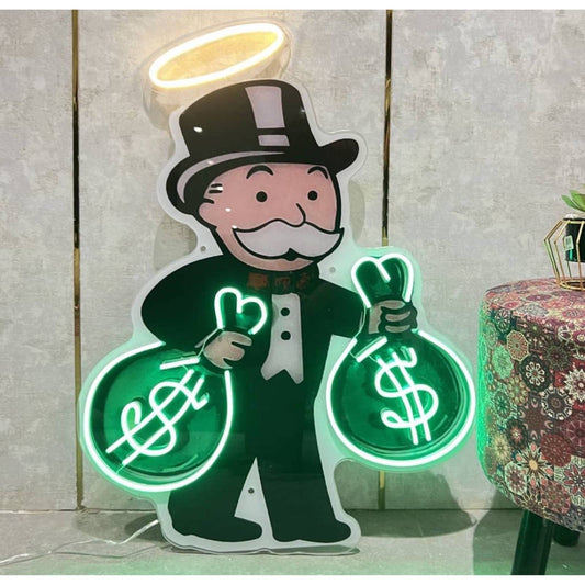 Quality Fun Bright Rich Uncle Pennybags Monopoly Man LED Light Board Game Decor