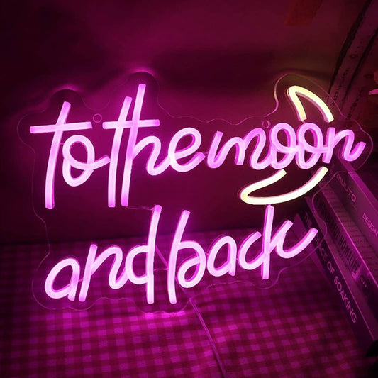 Lovely Bright Cool Pink & Yellow “to the moon and back” LED Night Light Decor