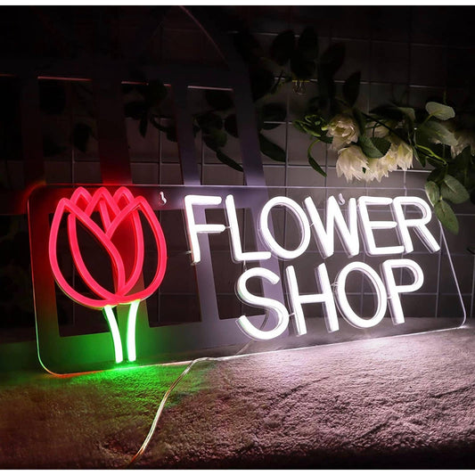 Large Bright Flower Shop LED Business Light Room Wall Decor