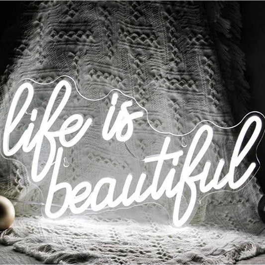 Lovely Cool Bright White “Life is Beautiful” LED Night Light Sign