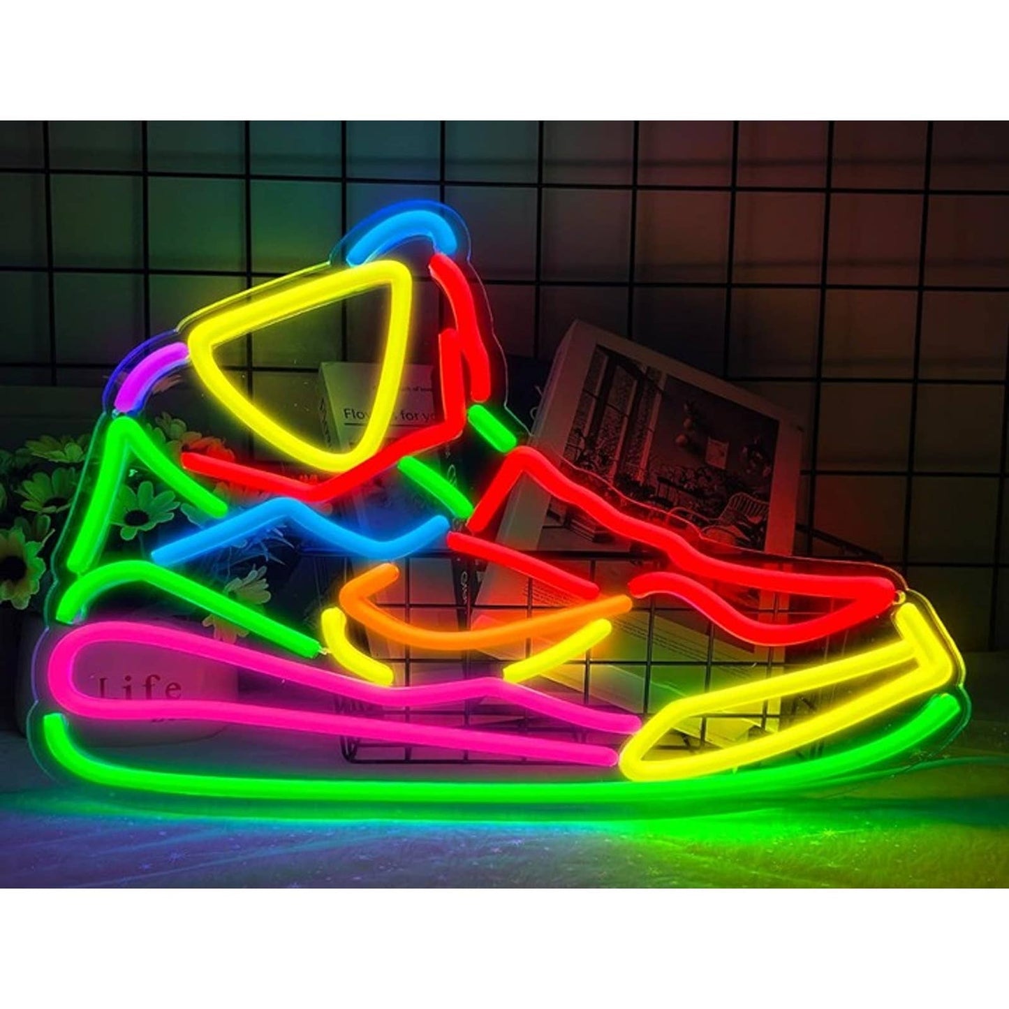 Vivid Fun Bright Rainbow Basketball Sneaker Shoe Nike LED Night Light Decor