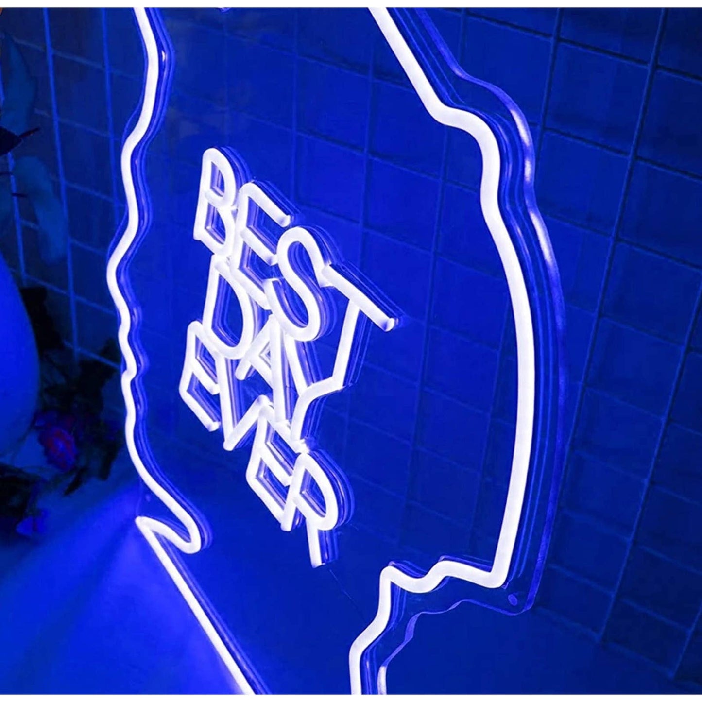 Fun Bright Blue “Best Day Ever” LED Night Light Room Wall Decoration