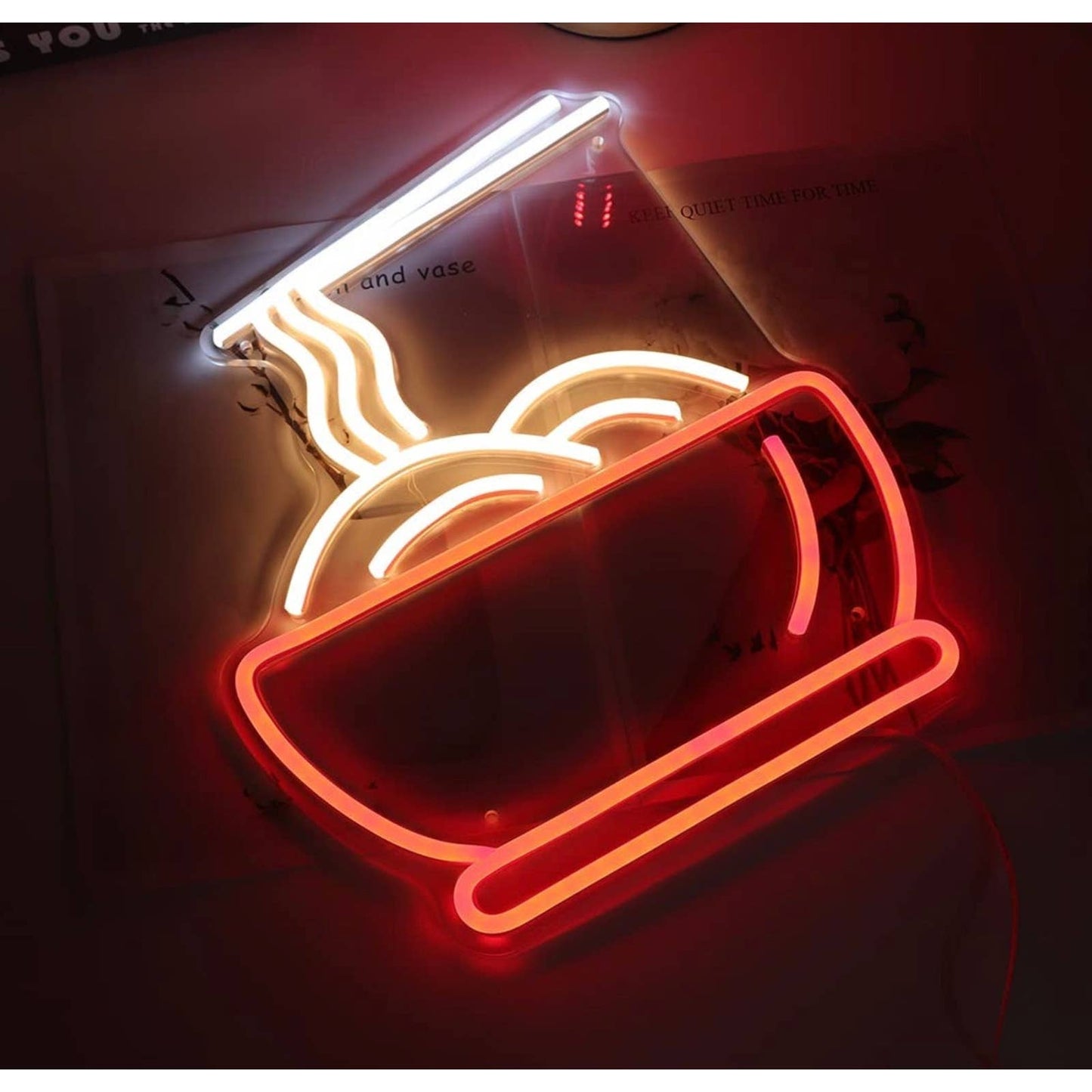 Tasty Bright Red Pasta Bowl LED Night Light Room Wall Decor