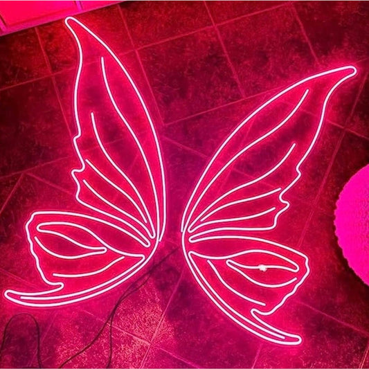 Gorgeous Pink Fairy Butterfly Wings LED Night Light Room Wall Decoration