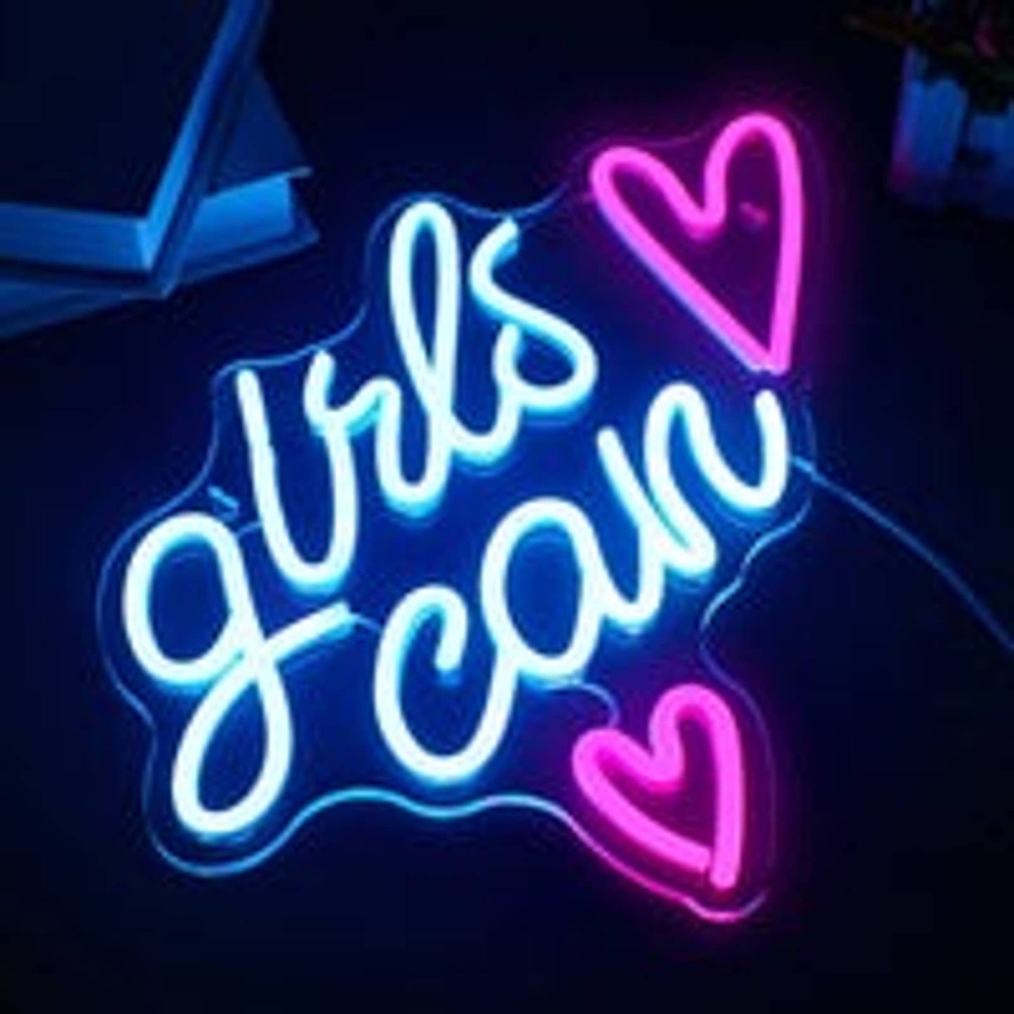 Lovely Vivid Bright “Girls Can” LED Night Light Room Wall Decoration