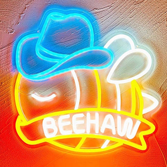 Fun Bright Spring Cowboy Bumble Bee Yeehaw LED Night Light Party Room Wall Decor