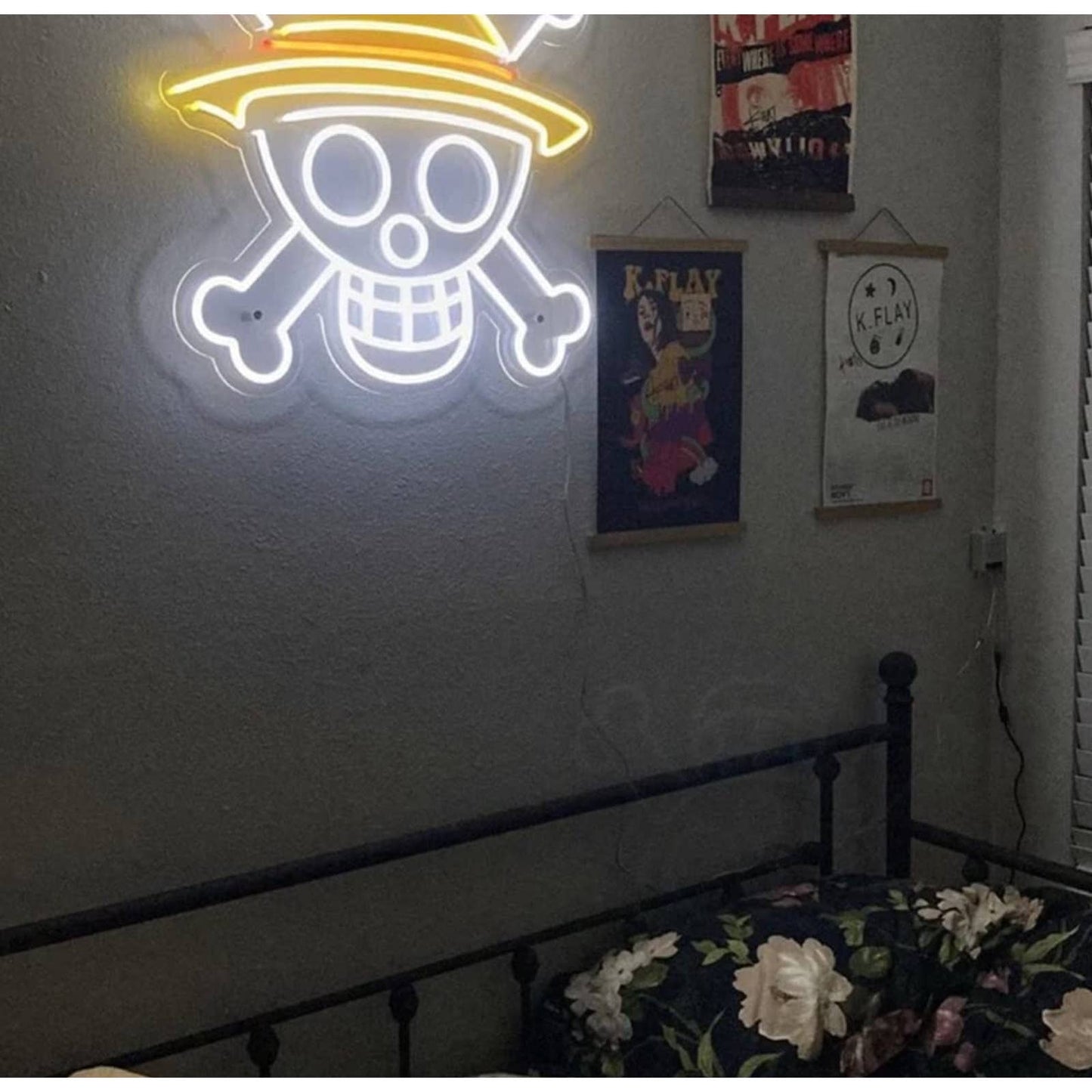 Bright One Piece Pirates Jolly Roger LED Night Light Anime Japan Room Wall Decor