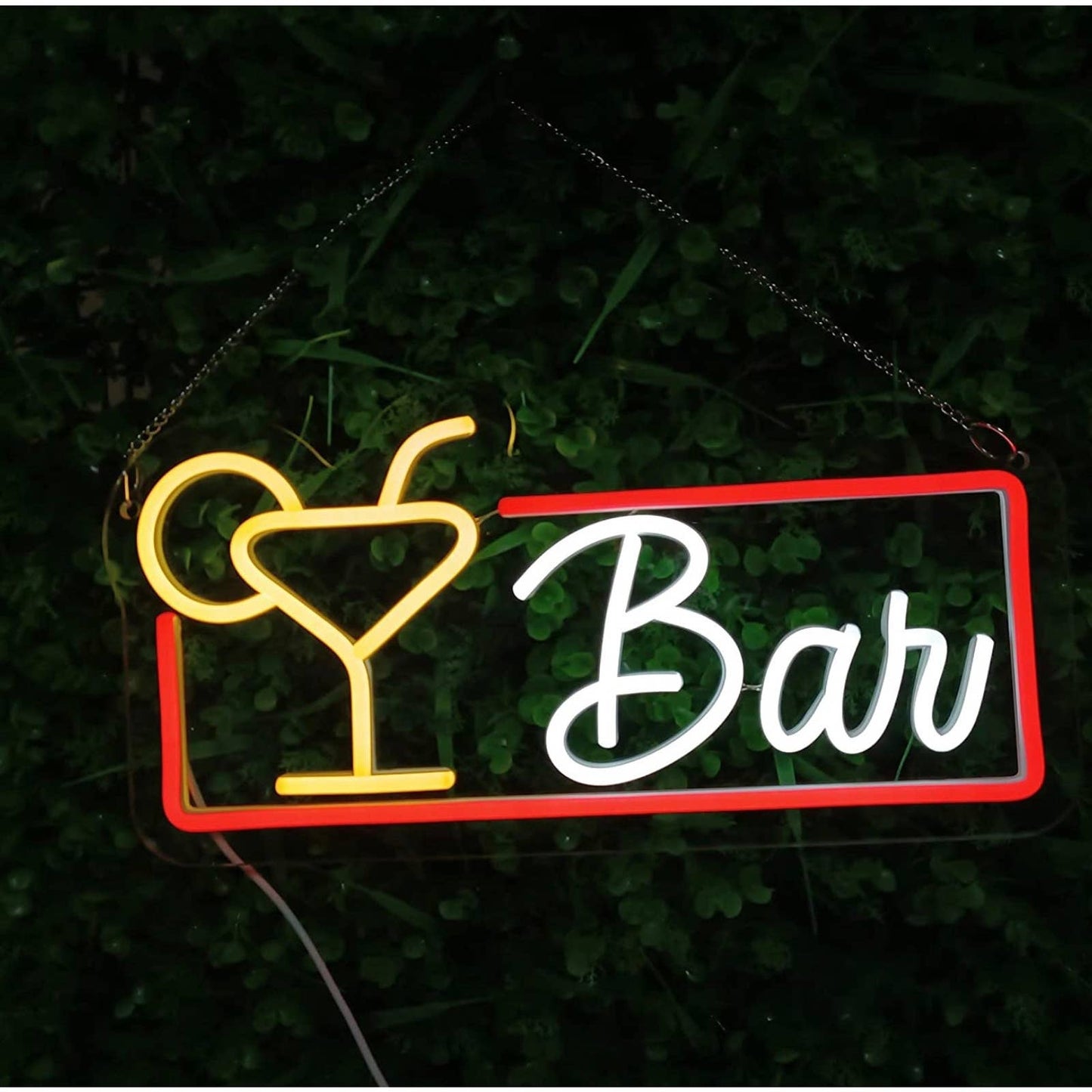 Fun Bright Red Border Bar Cocktail LED Night Light Room Wall Decoration