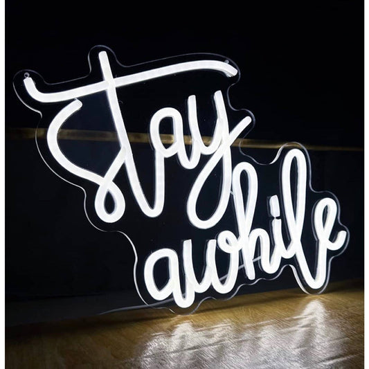 Lovely Bright Cool White “Stay Awhile” LED Night Light Room Wall Decoration