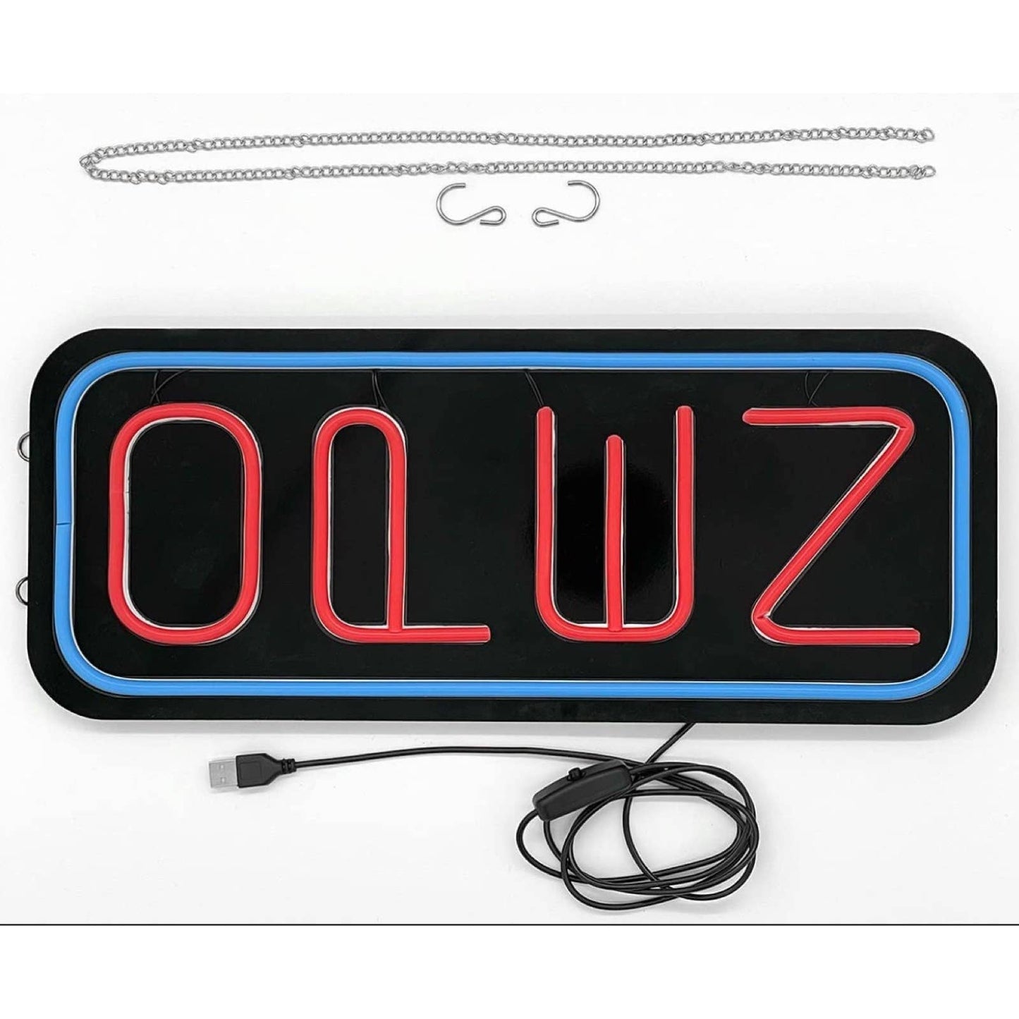 Bright Blue / Red Vertical OPEN LED Night Light Business Store Sign