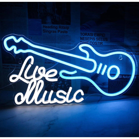 Fun Bright Cool Blue / White Live Music Electric Guitar LED Night Light Concert