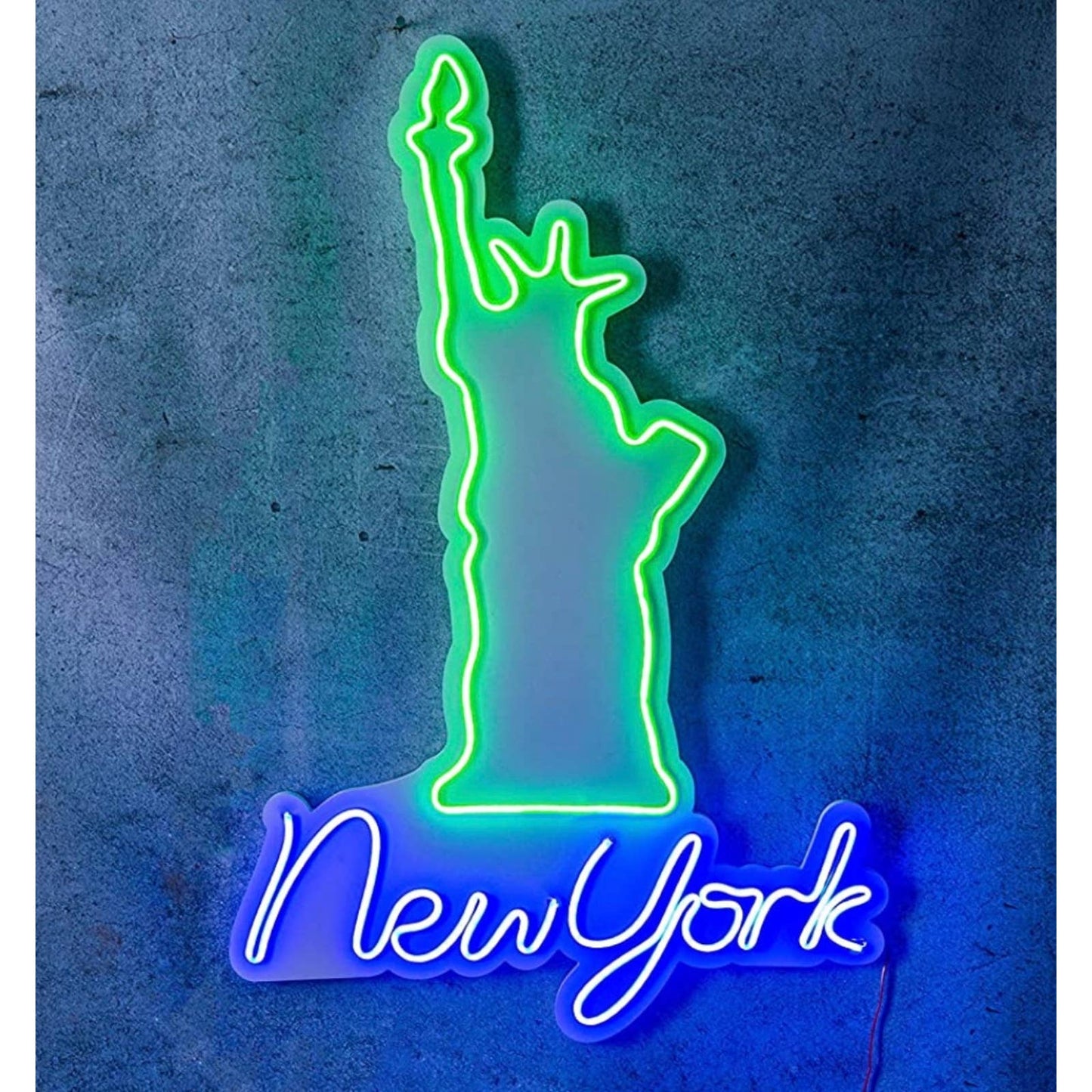 Bright Vivid Green / Blue New York Statue of Liberty LED Light Room Wall Decorat