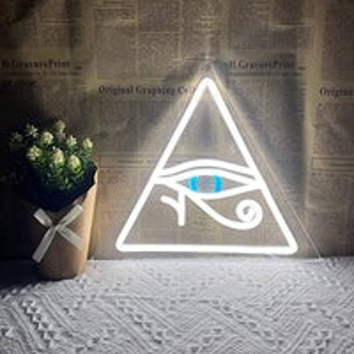 Vivid Bright Cool White Shining Pyramid Eye LED Night Light Room Wall Decor