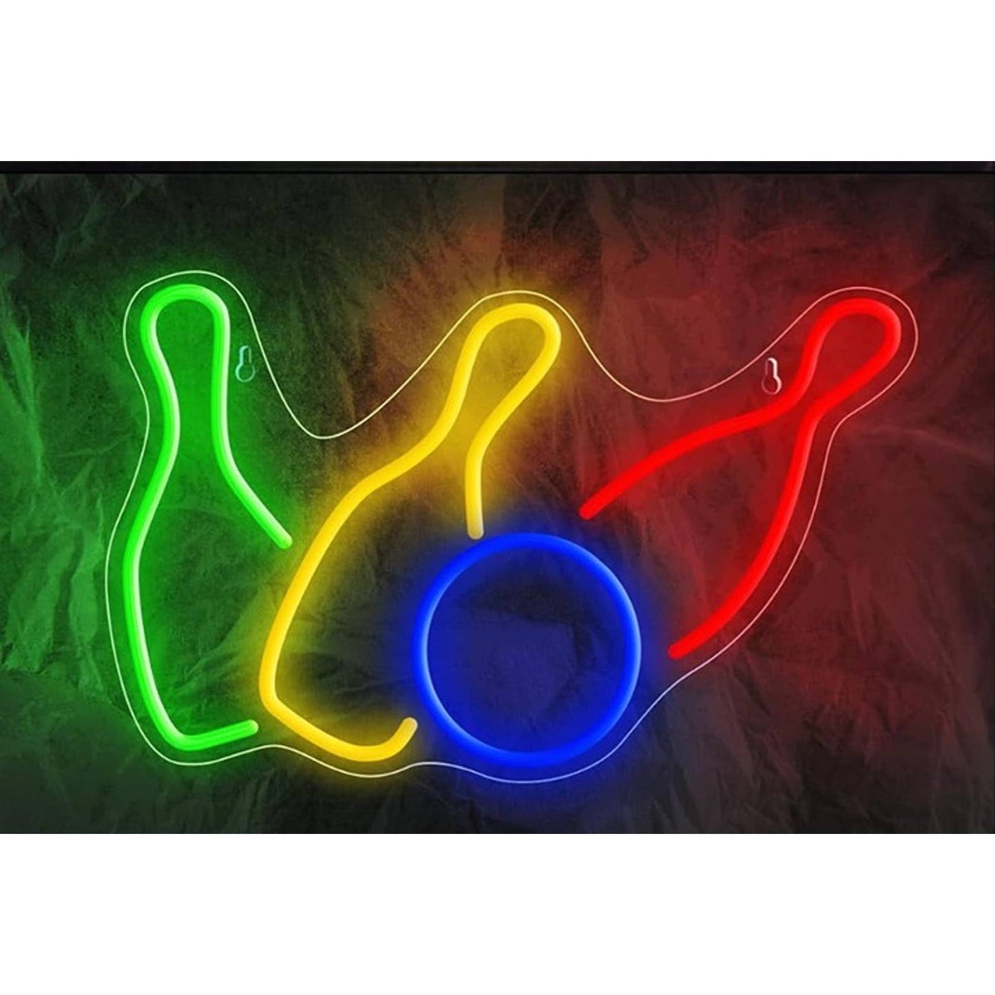 Fun Vivid Bright Rainbow Bowling Pin & Ball LED Night Light Game Room Decor