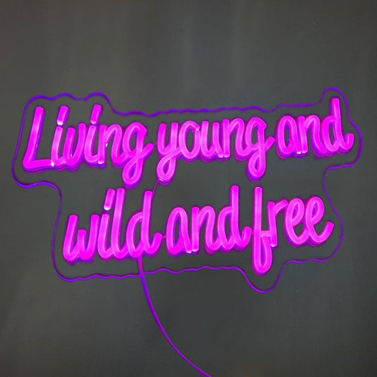Lovely Fun Bright Pink “Living Young & Wild and Free” LED Night Light Room Decor