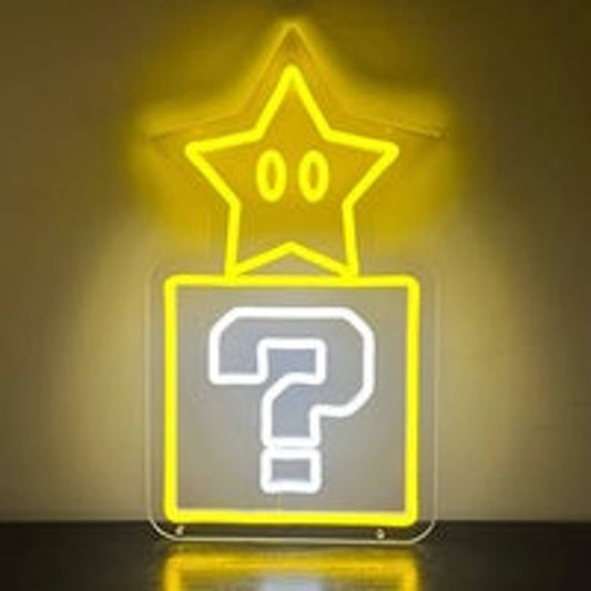 Fun Bright Question Box Star Super Mario LED Night Light Video Game Room Decor
