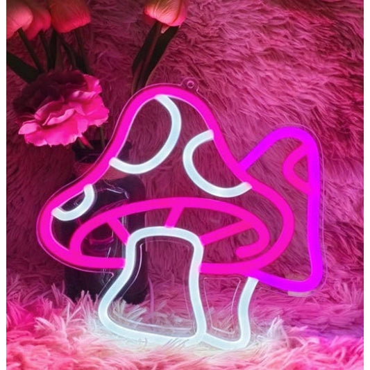 Lovely Bright Plump Pink Mushroom LED Night Light Rom Wall Decoration