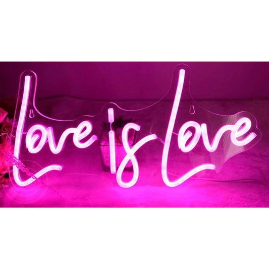 Lovely Bright Pink “Love is Love” LED Night Light Room Wall Decoration