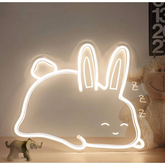 Cute Bright Sleeping Bunny Rabbit LED Night Light Room Wall Decoration