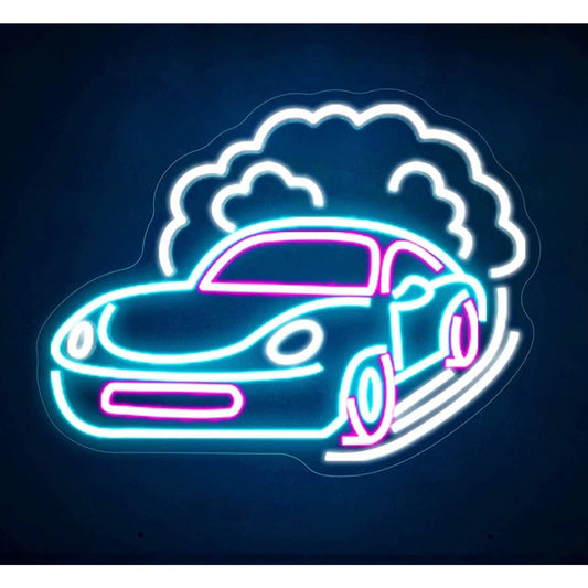 Cool Blue Speeding Porsche LED Night Light Sports Car Room Wall Decoration