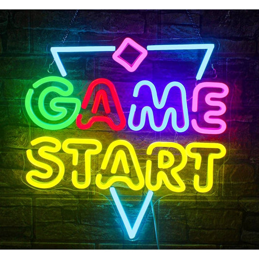 Vivid Fun Bright Colorful “Game Start” LED Night Light Room Wall Decoration