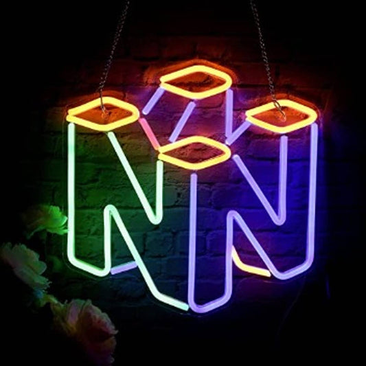 Fun Vivid Bright Nintendo N64 3D Logo LED Night Light Game Room Wall Decoration