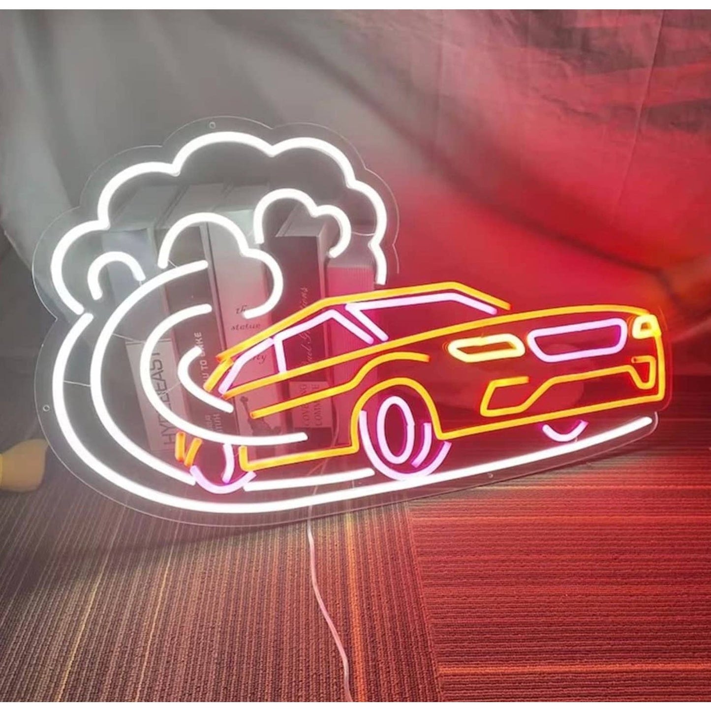 Cool Bright Speeding Race Car LED Night Light Room Wall Decoration