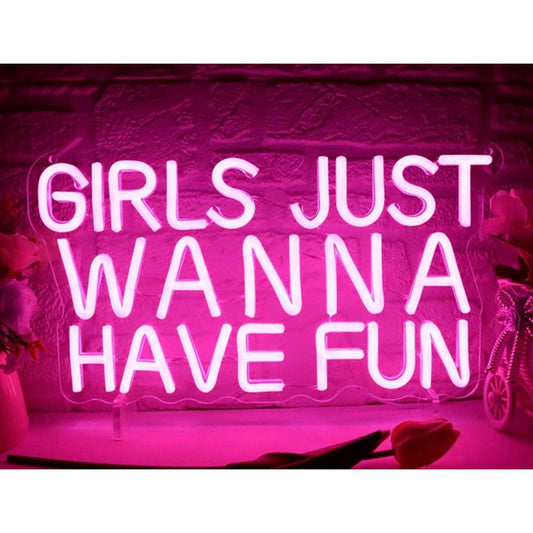 Fun Vivid Bright Pink “Girls Just Wanna Have Fun” LED Night Light