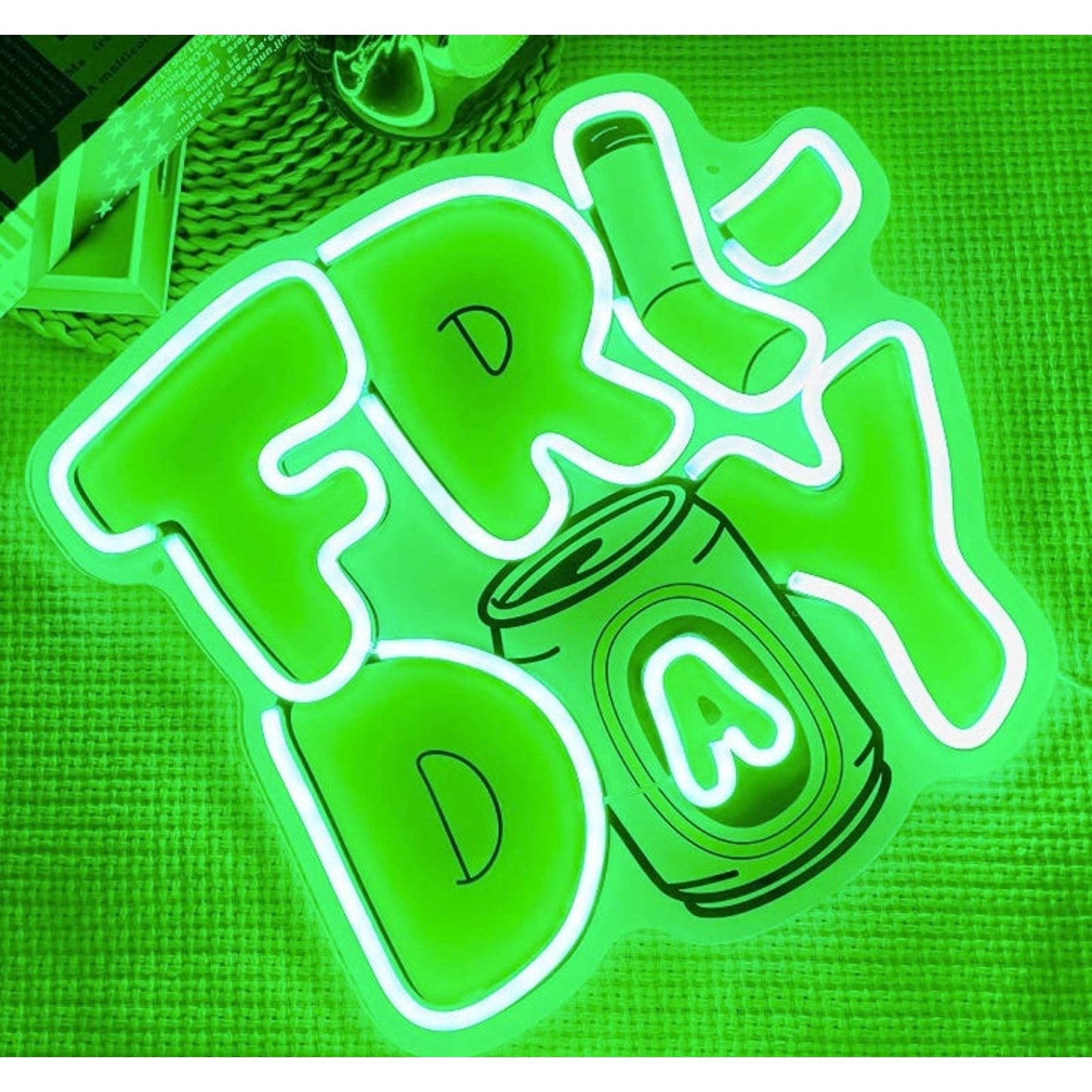 Fun Bright Green / Yellow Friday Weekend LED Night Light Room Wall Decoration