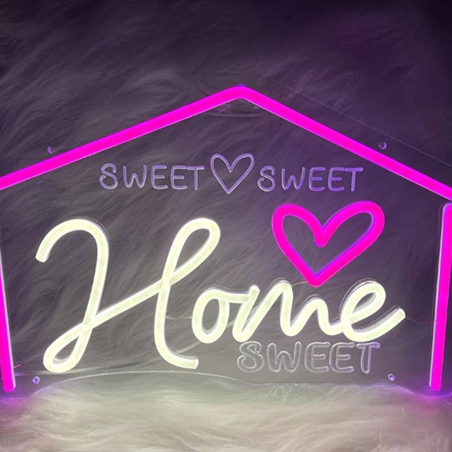 Lovely Vivid Bright Pink Outline Home Sweet Home LED Night Light Room Decor