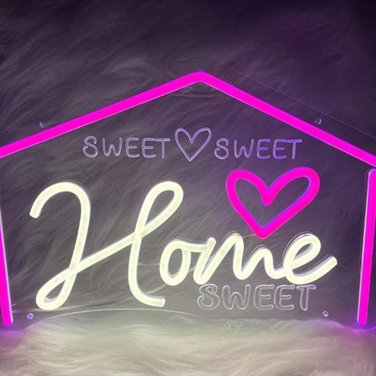 Lovely Vivid Bright Pink Outline Home Sweet Home LED Night Light Room Decor