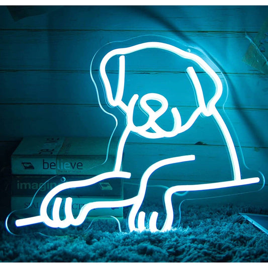 Lovely Bright Light Blue Labrador Puppy Dog LED Night Light Room Wall Pet Decor
